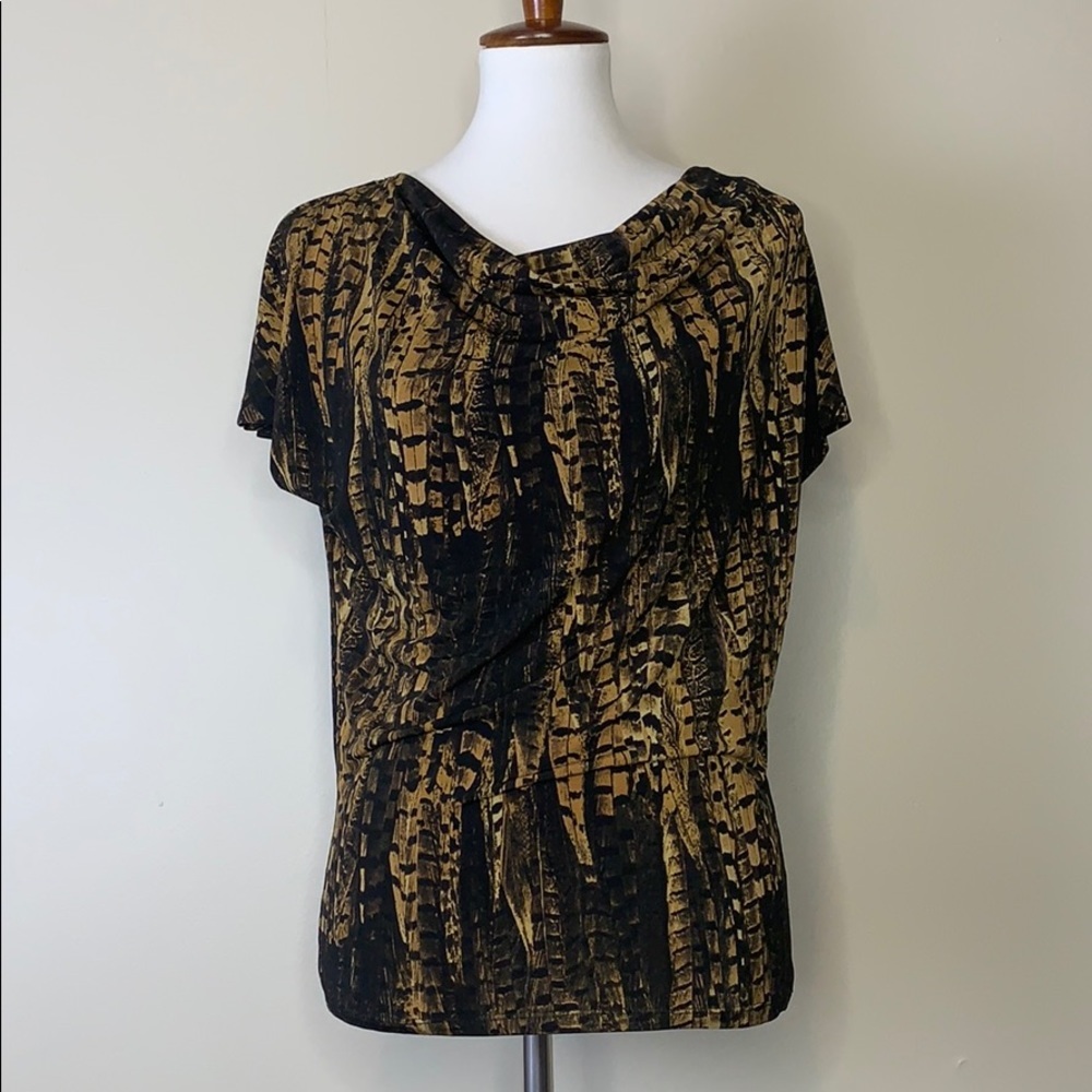 MICHAEL MICHAEL KORS Brown Black Print Top XS